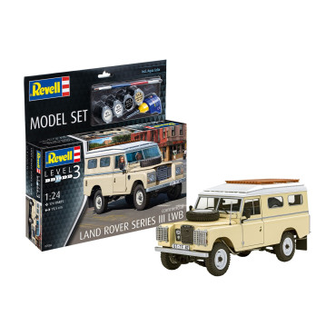 KIT PARA MONTAR REVELL MODEL SET LAND ROVER SERIES III LWB (COMMERCIAL) 1/24 174 PEÇAS COMPLETO COM TINTAS COLA E PINCEL REV 67056